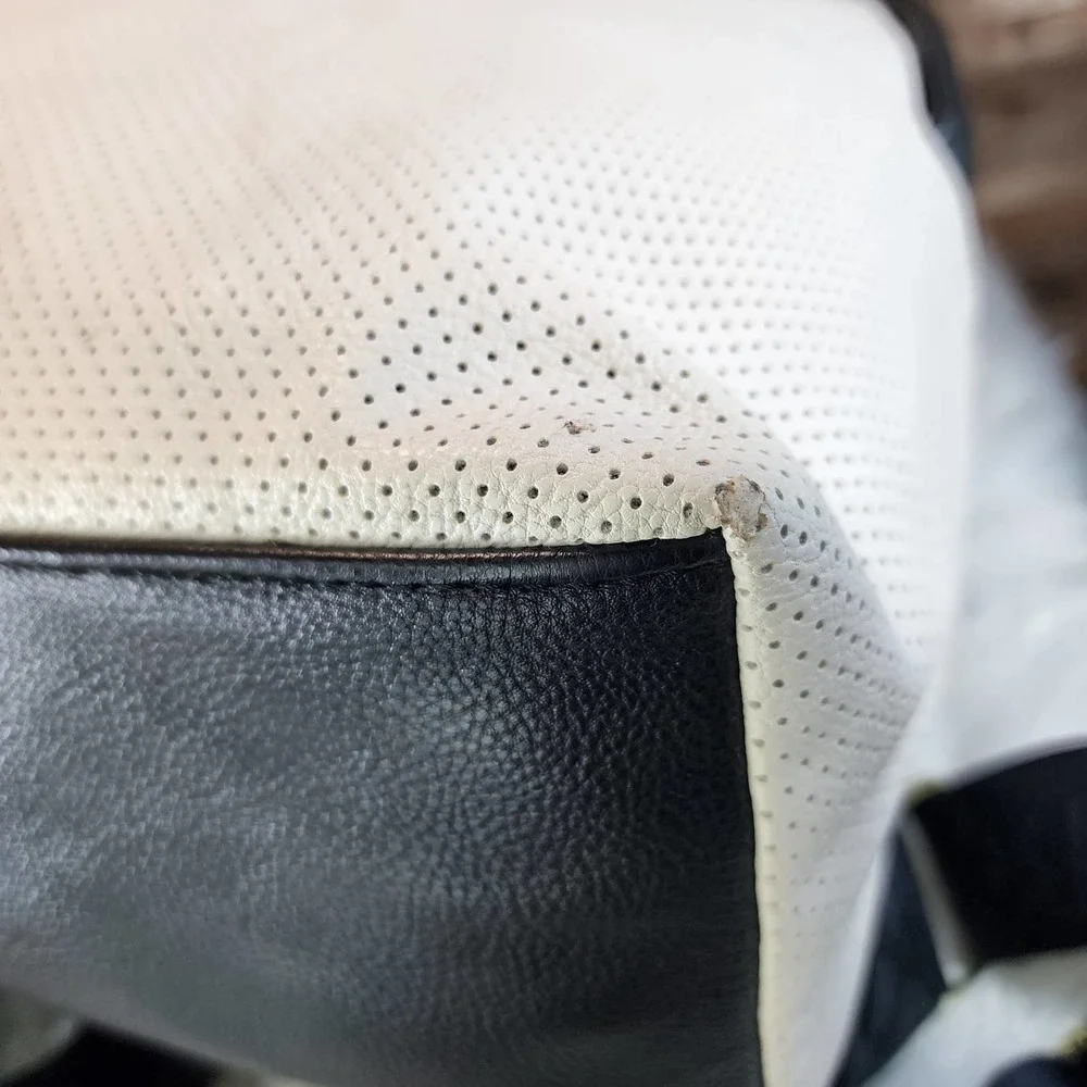 Betsey Johnson Black & White Bow Faux Leather Backpack